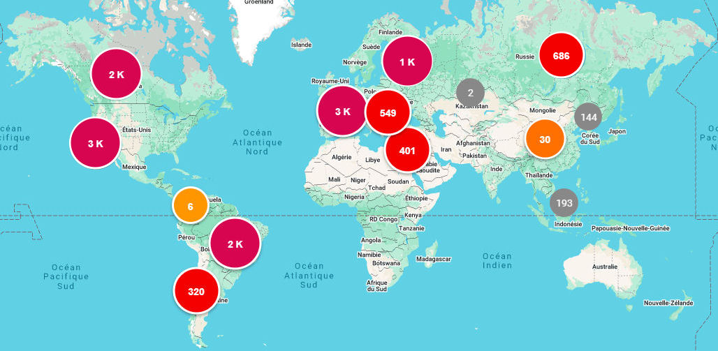 Pulse Rock TV worldwide audience map